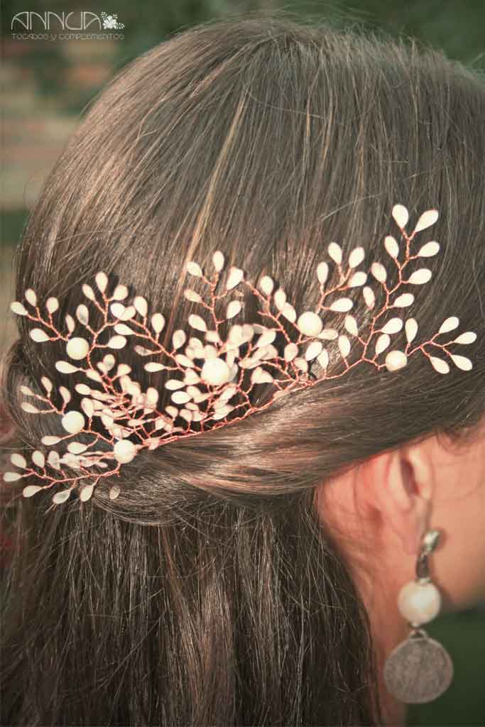 tocado ramas perlas