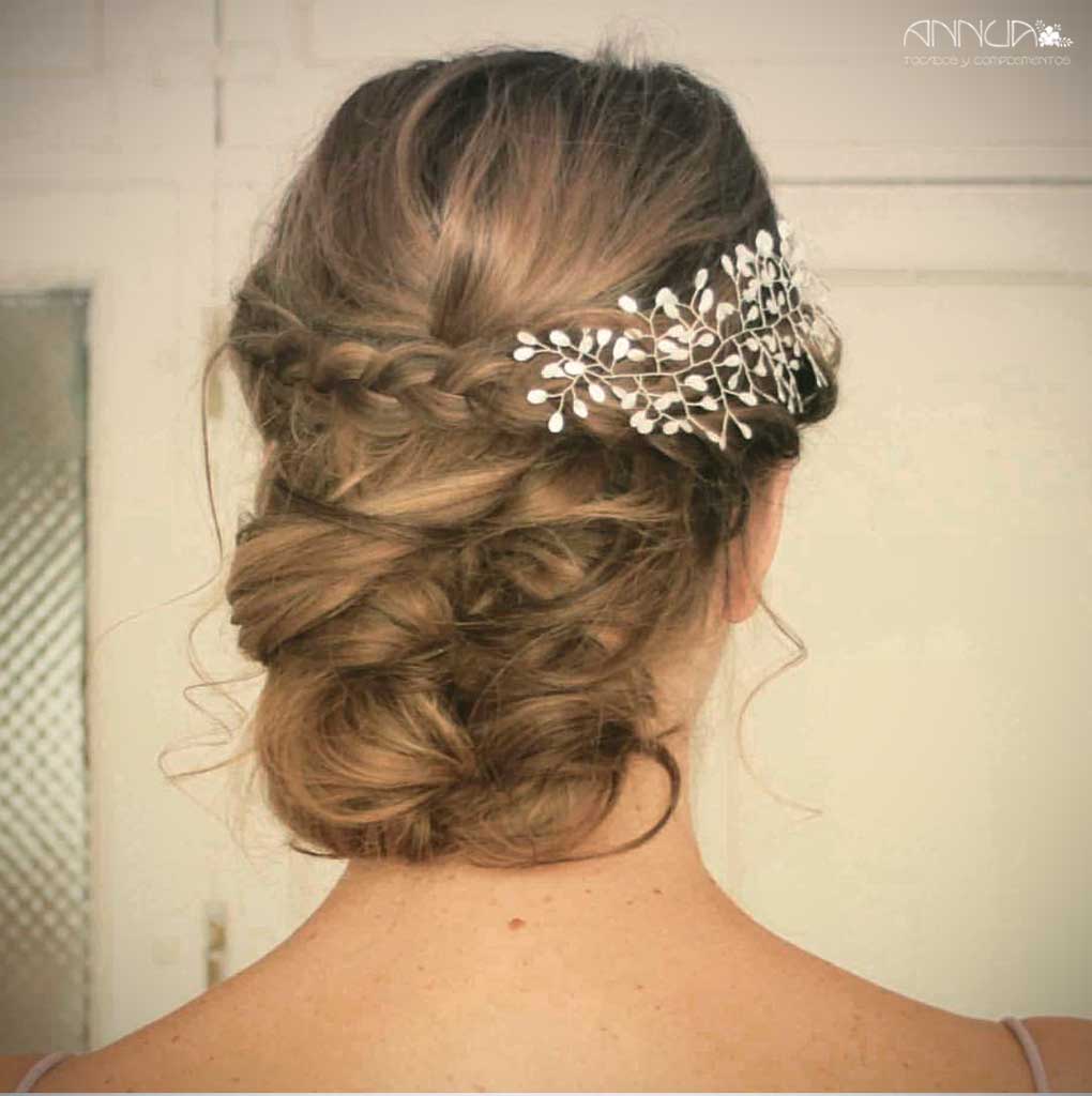 tocado novia lateral frondoso